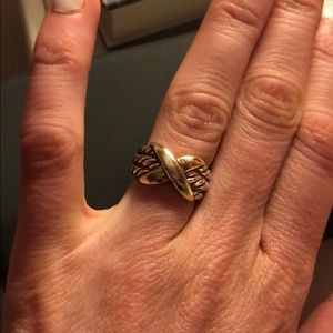 David Yurman Gold Cable Band X Design Ring